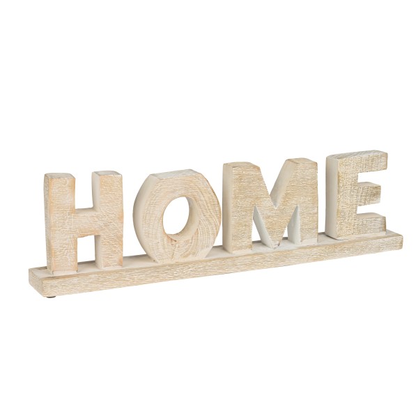 Schrifzug HOME, 57x8x15cm, white wash, auf Holzbase