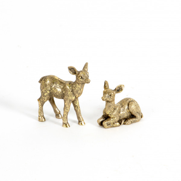 Poly-Bambi,stehend/liegend sor t.,h.4,5+7cm,gold glitter