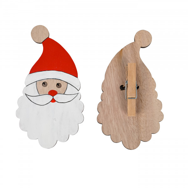 Holz Nikolaus weiß/rot mit clip 7 cm