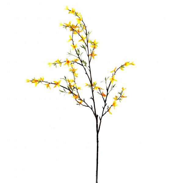 Forsythien-Zweig, 124 cm, mit Laub, gelb