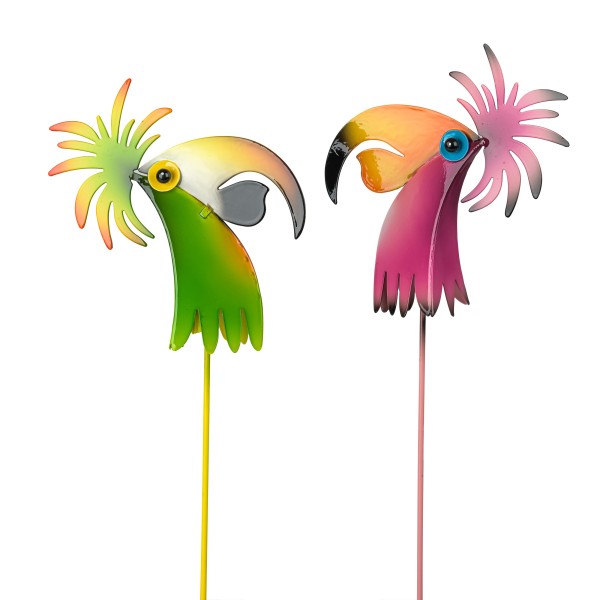 Metall Stecke tropical - bird 11x3,5x Stecker 35cm, 2 Modelle sortiert