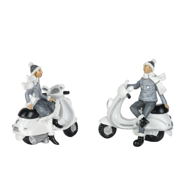 Poly-Deko-Paar auf Vespa 2 Mod sort, grau-weiß, 12x7xh13 cm