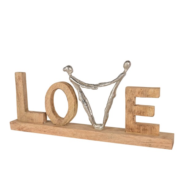 Schriftzug LOVE , 57x7x26cm, Mangoholz/Alu