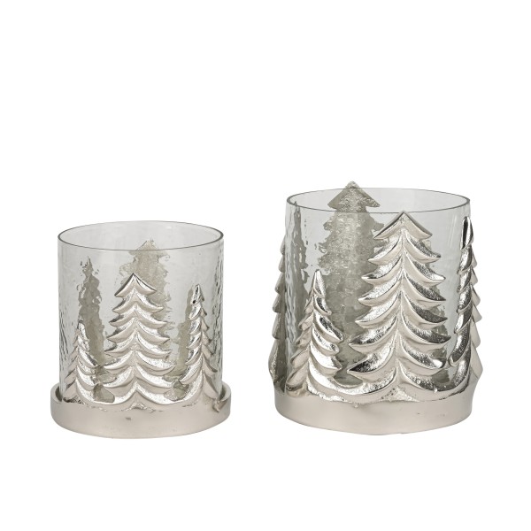 Metall-Windlicht Tannenbaum mit Glas