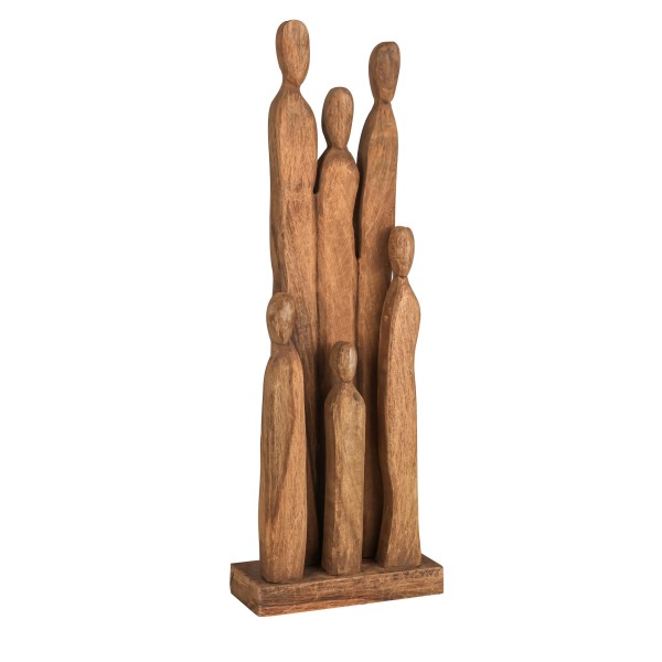 Holzfigur Menschengruppe klein, 21,5x9x59cm, Mangoholz