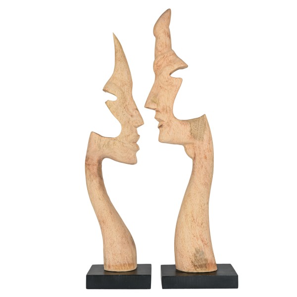 Holzfigur Maske, 2 Formen sortiert, 15x9x61,5cm, Mangoholz