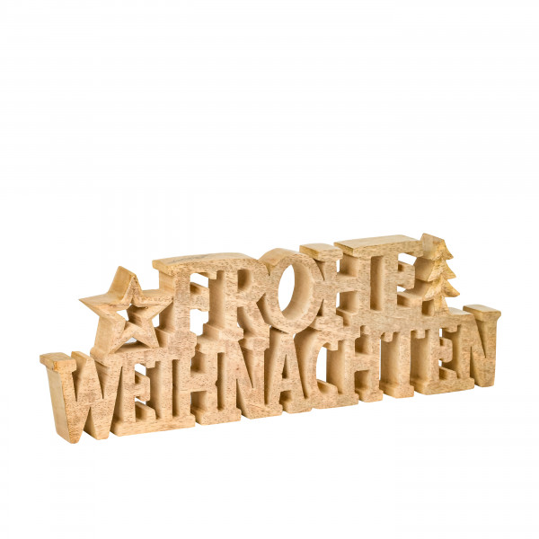 Schriftzug Frohe Weihnachten,Holz, natur 30x10x3cm