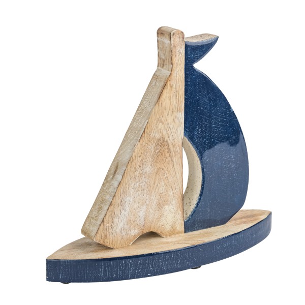 Holz Boot, 28x9x23cm, Holz/Emaille