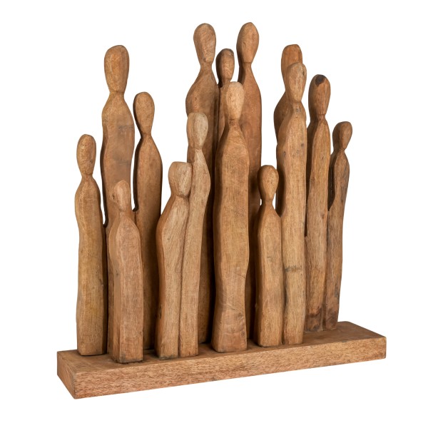 Holzfigur Menschengruppe groß, 45x10x49cm, Mangoholz