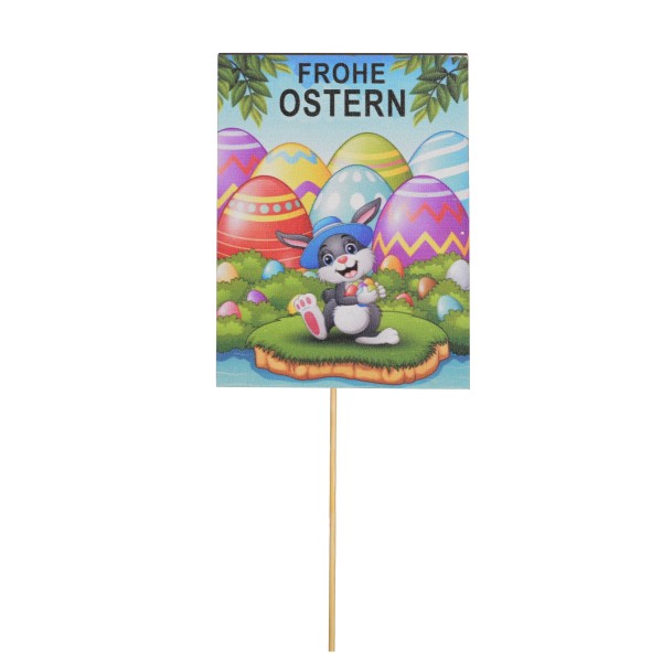 Holzstecker Frohe Ostern bunt, 2 Mod sortiert , Stecker 35cm