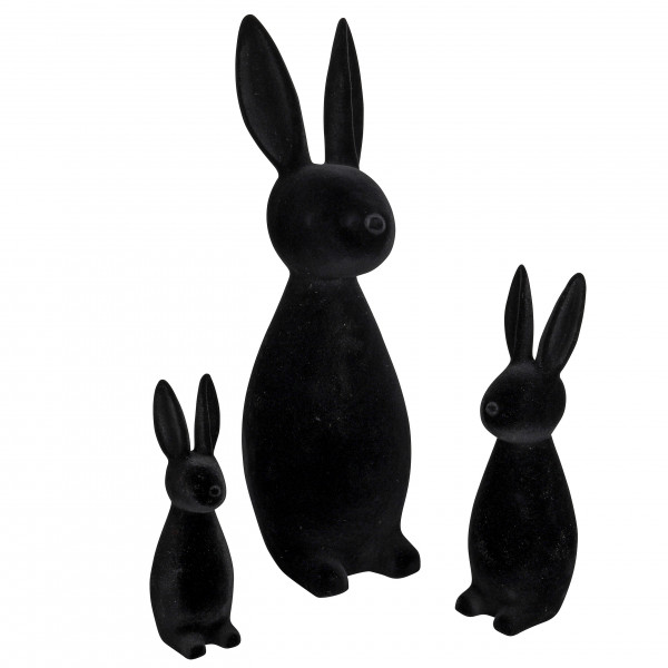 Hase stehend Blacky ,Kunststoff, schwarz beflockt