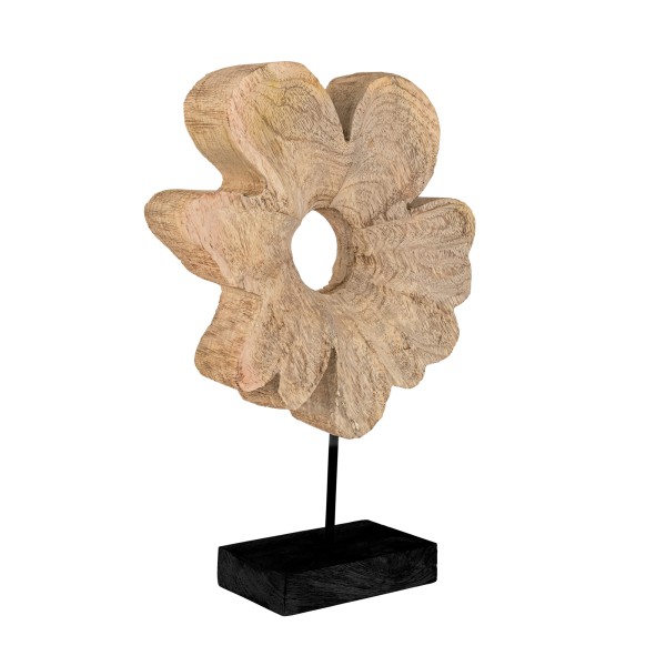 Holzblume klein, 29,5x9x40,5cm, natur/schwarz, Mangoholz